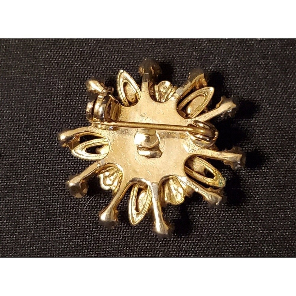 Vintage 1950s Gold Green Rhinestone Heart Pin Brooch - Picture 5 of 6